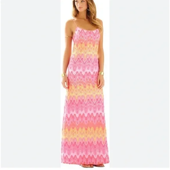 Lilly Pulitzer Vibrant Pink and Yellow Maxi Dress - Picture 1 of 13